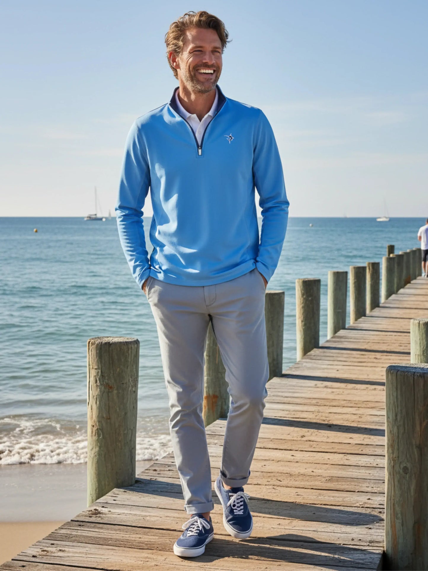 Montauk Quarter Zip Midweight Comfort - White Water Life - Flyclothing LLC