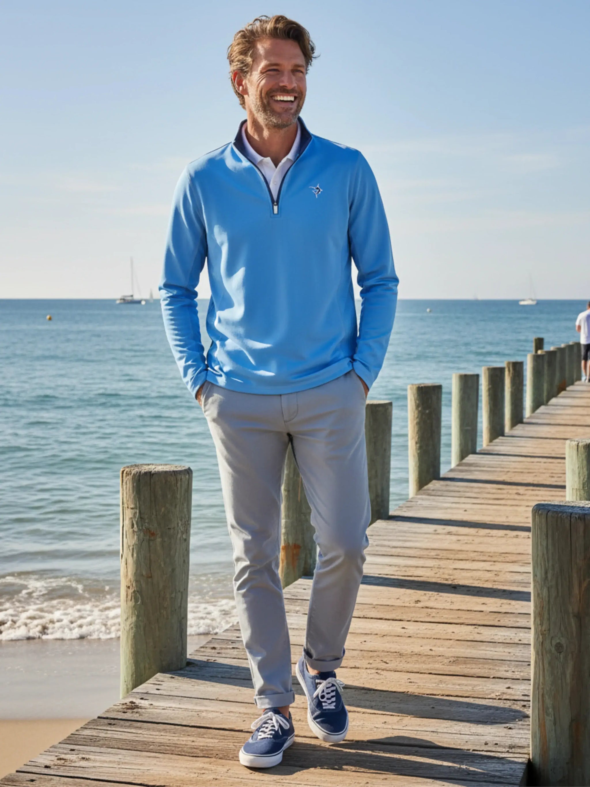 Montauk Quarter Zip Midweight Comfort - White Water Life - Flyclothing LLC