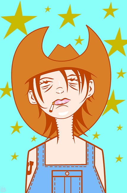 Black Market Art Company Moonshine Cowgirl Print