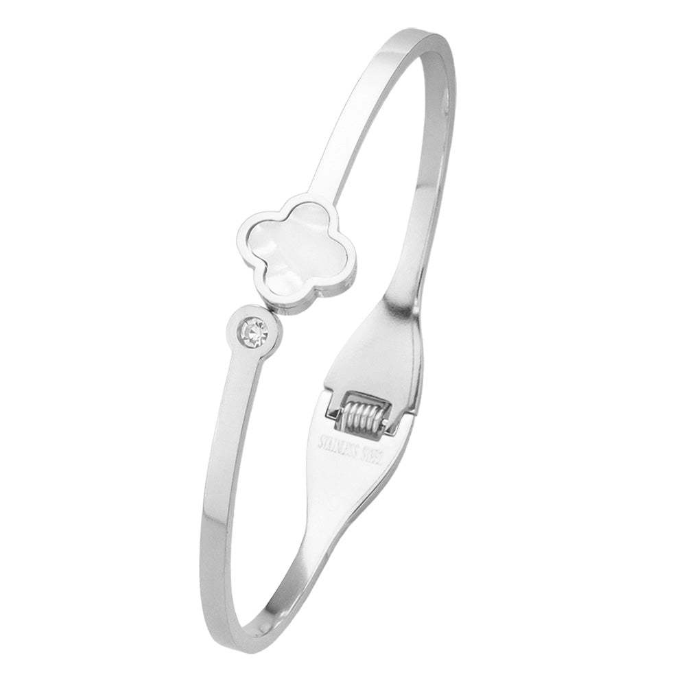Quatrefoil Pointed Stainless Steel Hinged Bangle Bracelet - Madeline Love - Flyclothing LLC