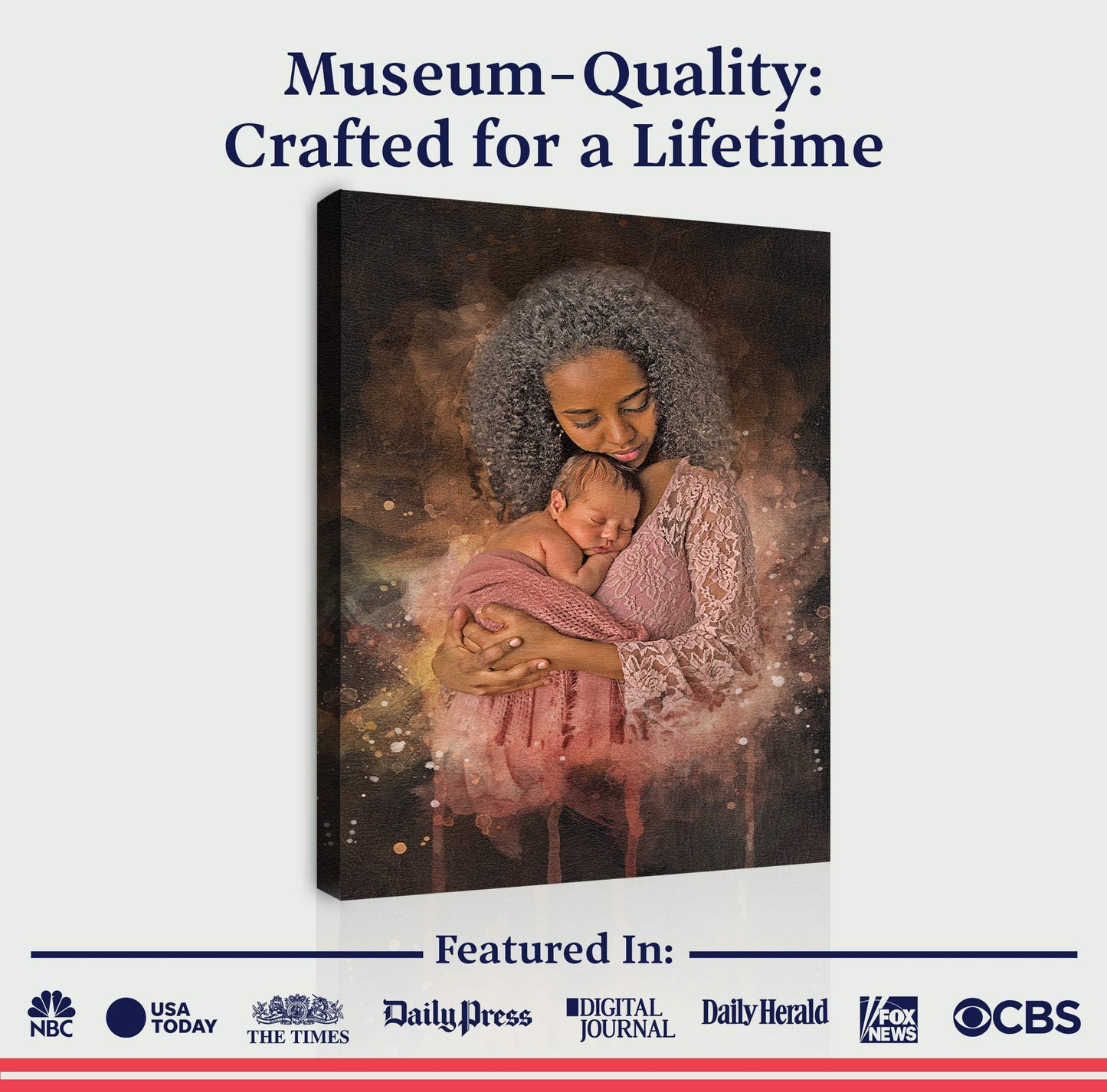 Mother's Day Watercolor Portrait Sign Mother and Child - Tailored Canvases - Flyclothing LLC