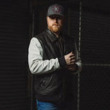 Moto Bomber Two Tone Men's Leather Jacket - First Manufacturing Company - Flyclothing LLC