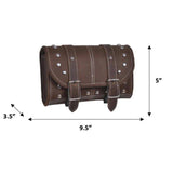 Toolbag, Double Strap - Brown Studded- Leather Tool Bag - Unik Just for Bikers - Flyclothing LLC