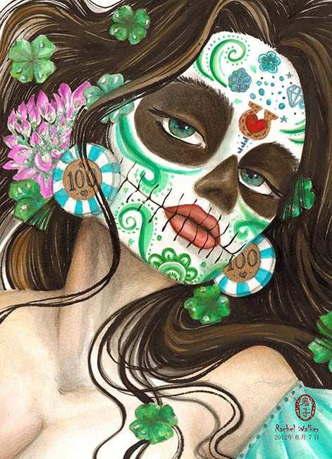 Black Market Art Company Muerta Lady Luck Print - Black Market Art Company - Flyclothing LLC