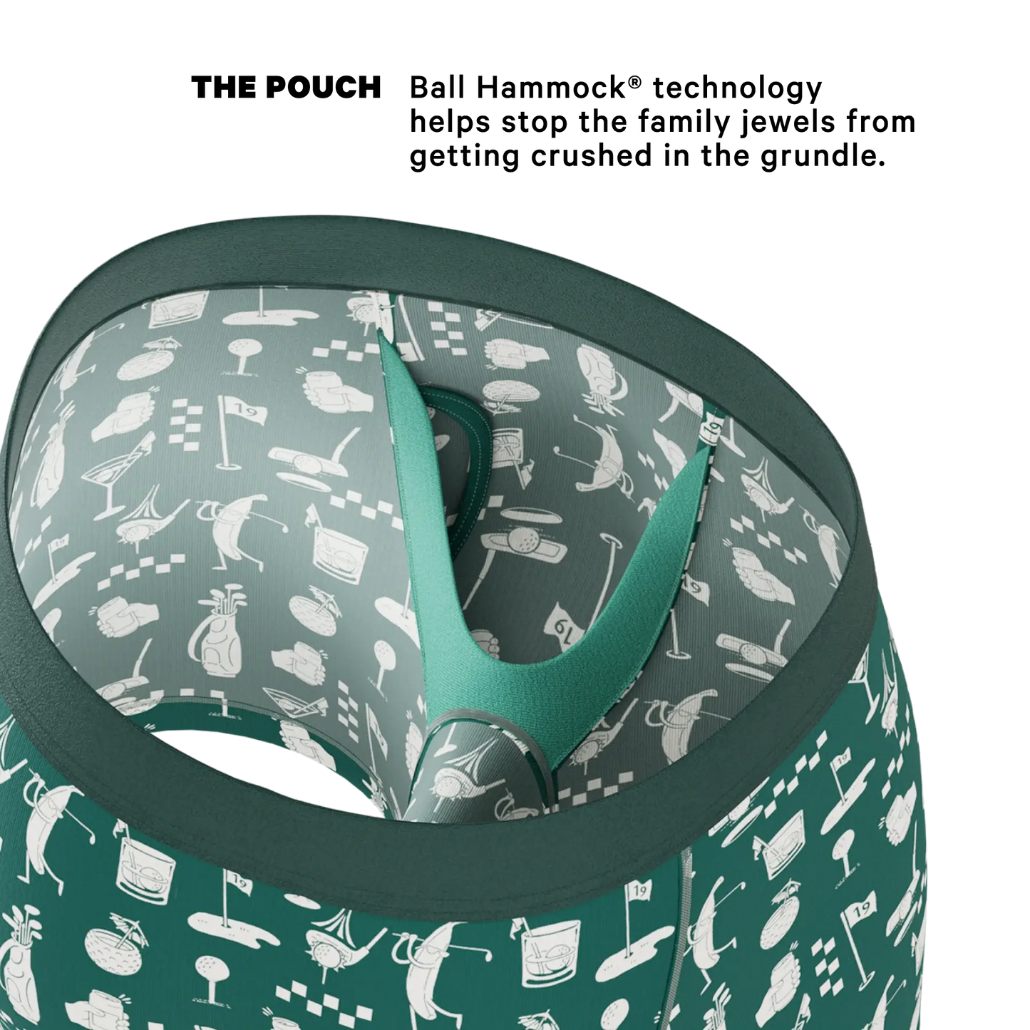 The Mulligan | Green Golf Ball Hammock® Pouch Underwear With Fly - Shinesty - Flyclothing LLC