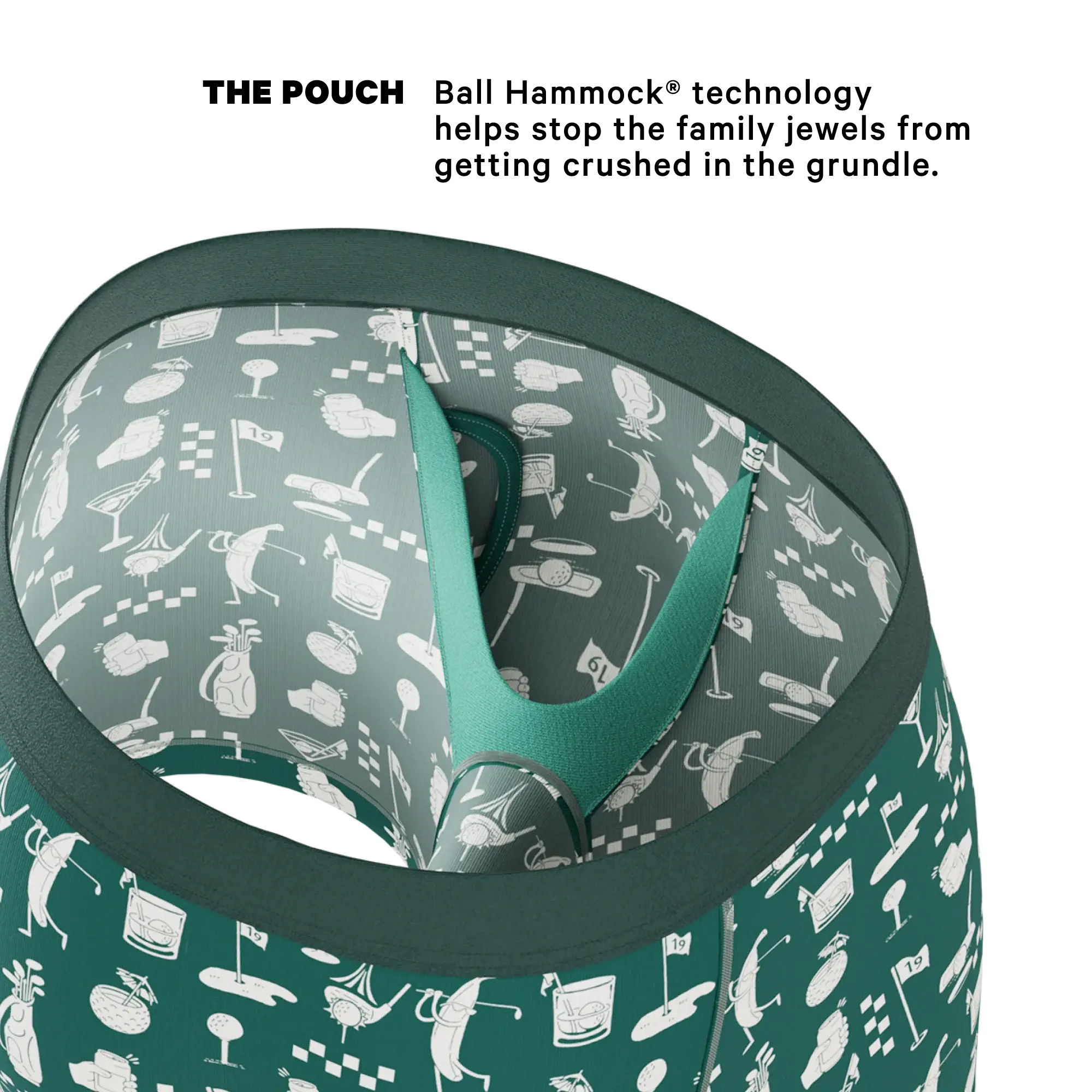 The Mulligan | Green Golf Ball Hammock® Pouch Underwear With Fly - Shinesty - Flyclothing LLC