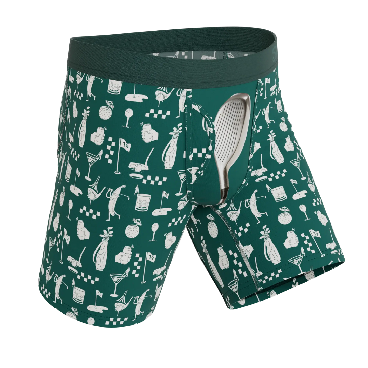 The Mulligan | Green Golf Long Leg Ball Hammock® Pouch Underwear With Fly - Shinesty - Flyclothing LLC
