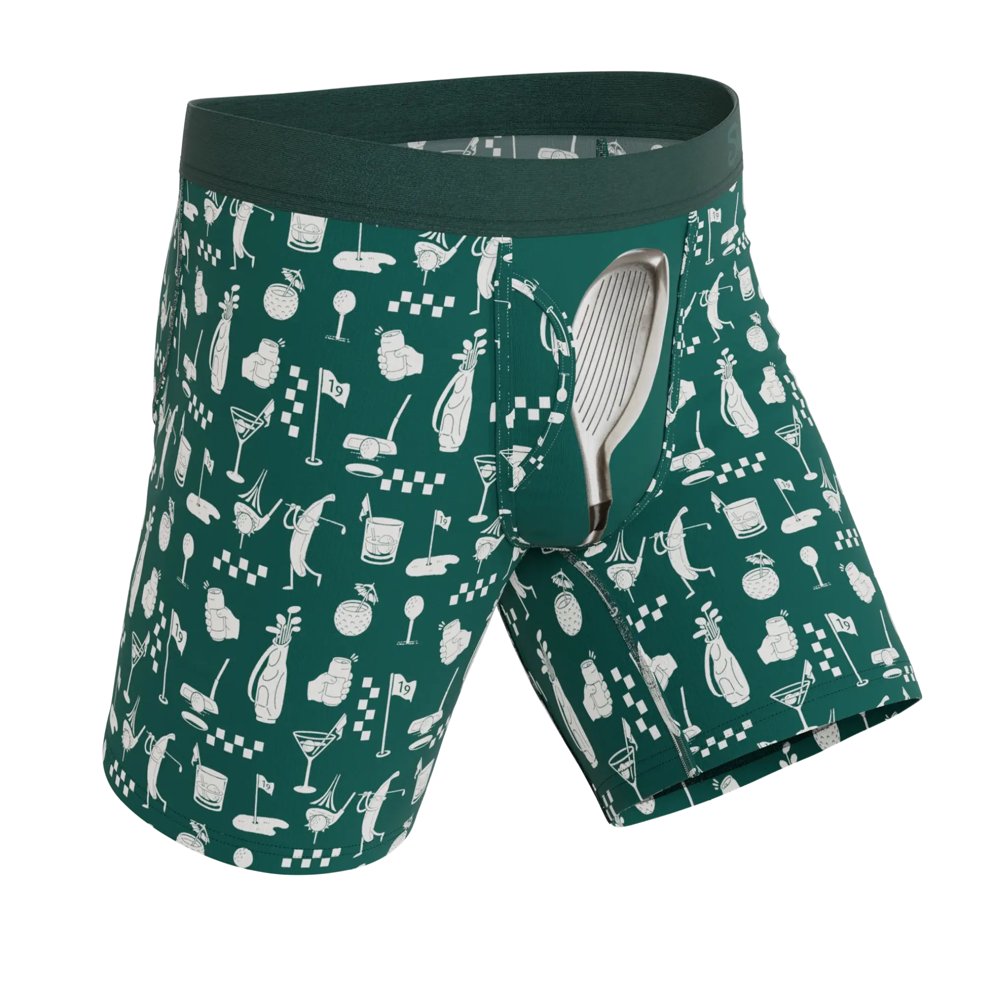 The Mulligan | Green Golf Long Leg Ball Hammock® Pouch Underwear With Fly - Shinesty - Flyclothing LLC