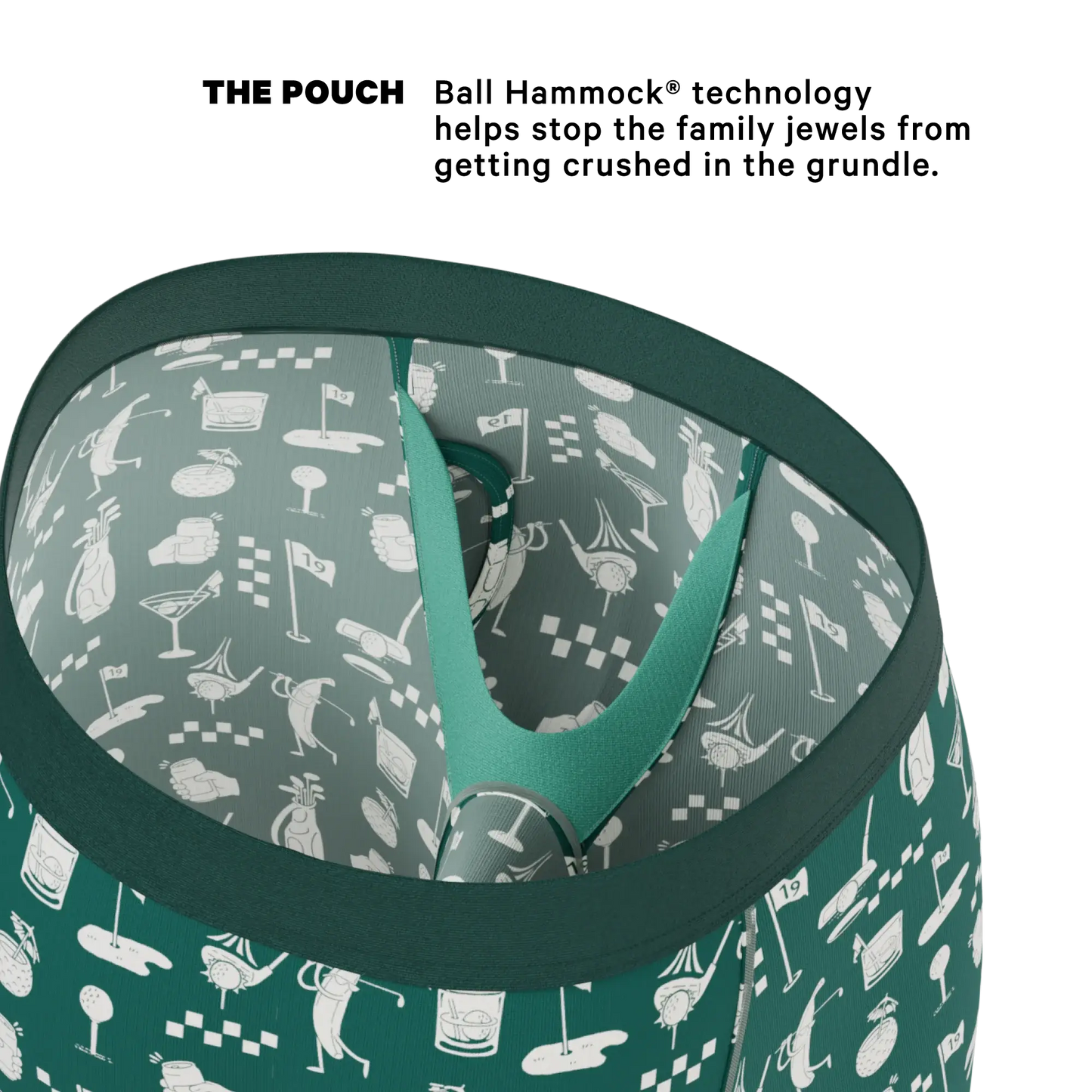 The Mulligan | Green Golf Long Leg Ball Hammock® Pouch Underwear With Fly - Shinesty - Flyclothing LLC