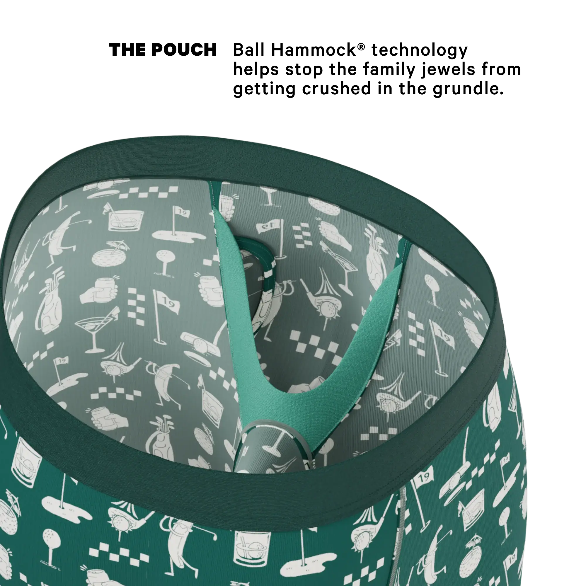 The Mulligan | Green Golf Long Leg Ball Hammock® Pouch Underwear With Fly - Shinesty - Flyclothing LLC