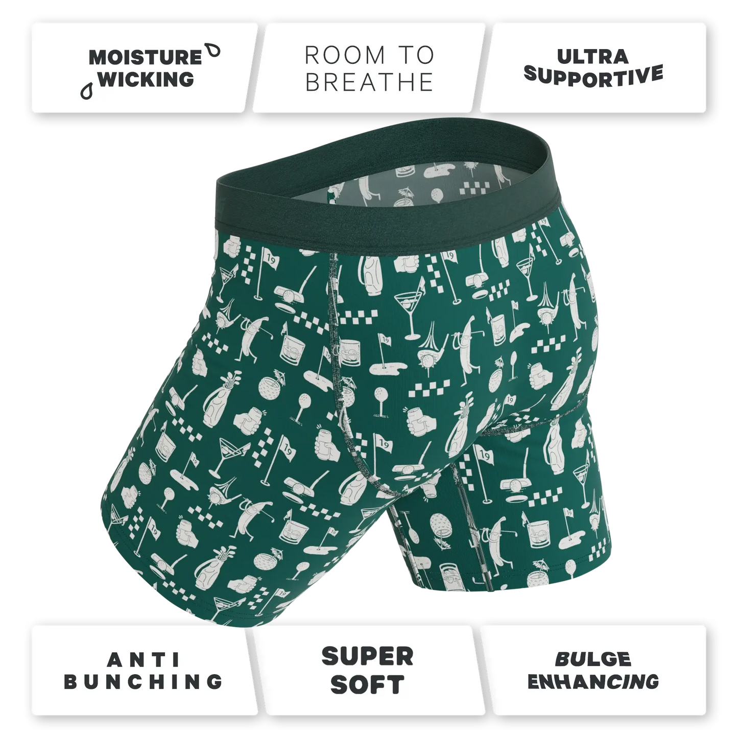 The Mulligan | Green Golf Long Leg Ball Hammock® Pouch Underwear With Fly - Shinesty - Flyclothing LLC