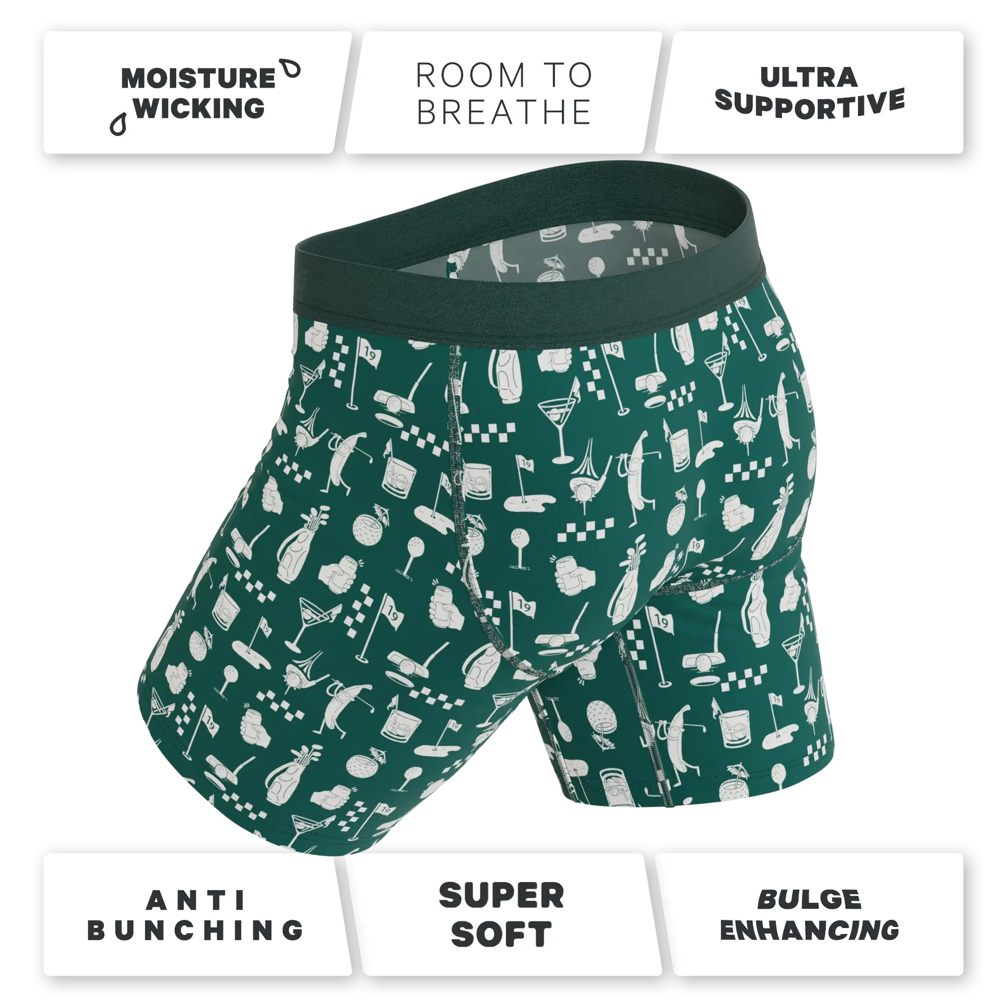 The Mulligan | Green Golf Long Leg Ball Hammock® Pouch Underwear With Fly - Shinesty - Flyclothing LLC