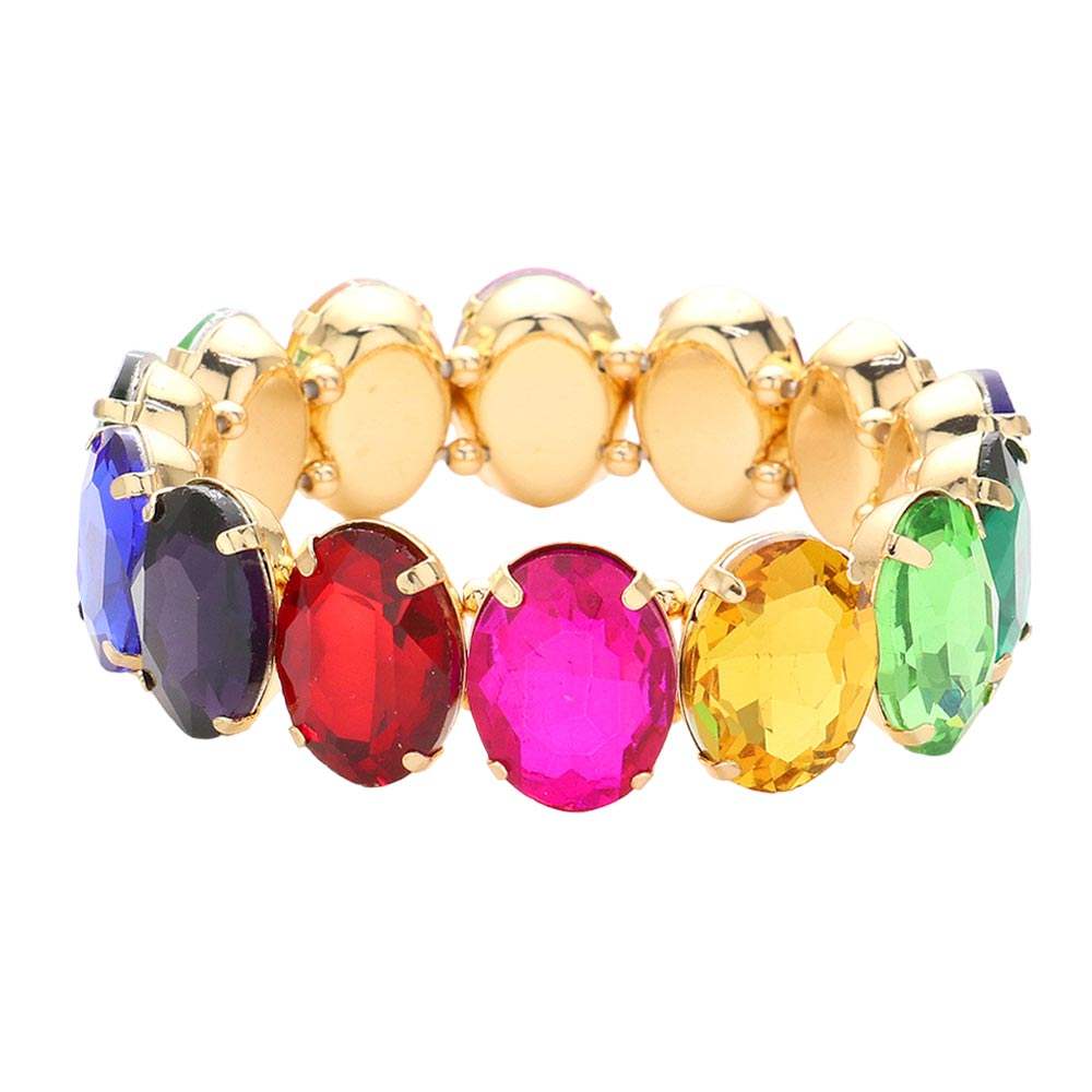Oval Stone Stretch Evening Bracelet - Madeline Love - Flyclothing LLC