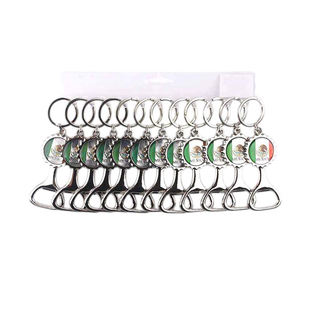 12PCS - Mexico Flag Printed Bottle Opener Keychains - Madeline Love - Flyclothing LLC