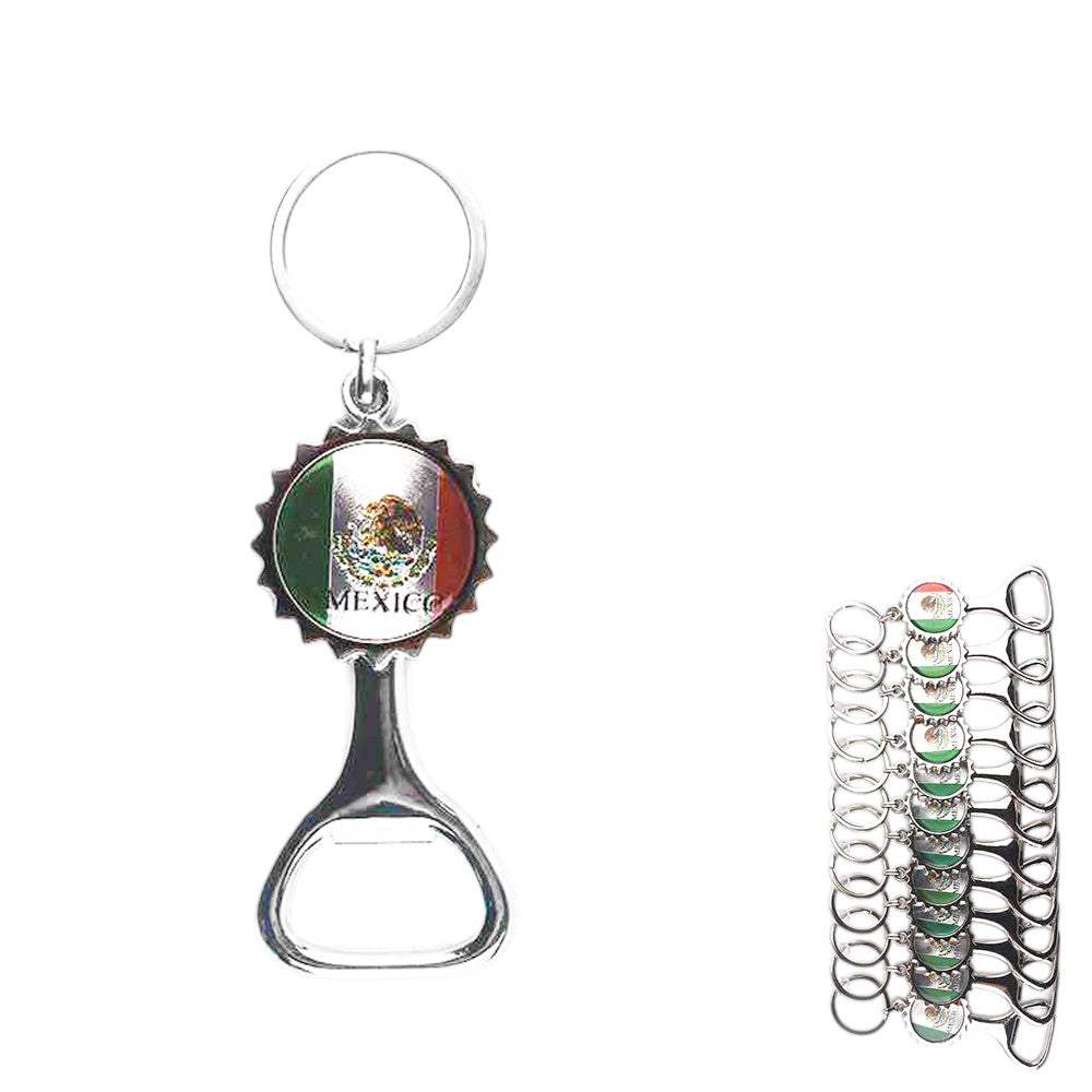12PCS - Mexico Flag Printed Bottle Opener Keychains - Madeline Love - Flyclothing LLC