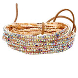 12PCS Ribbon Colorful Rhinestone Layered Stretch Bracelets - Madeline Love - Flyclothing LLC