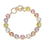 14K Gold Plated Square CZ Stone Link Evening Toggle Bracelet - Madeline Love - Flyclothing LLC