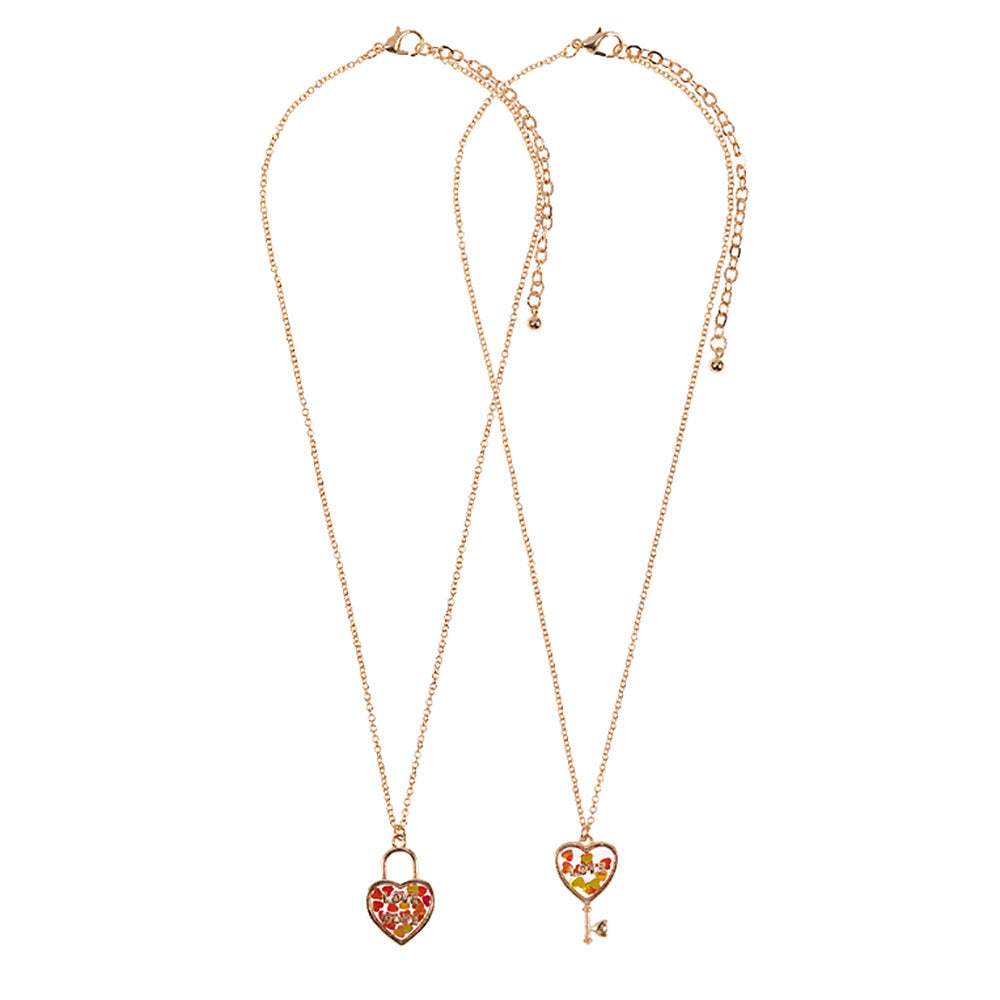 2PCS - Love & Love More BFF Heart Lock Key Necklace Set Jewelry Set - Madeline Love - Flyclothing LLC