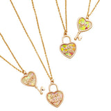 2PCS - Love & Love More BFF Heart Lock Key Necklace Set Jewelry Set - Madeline Love - Flyclothing LLC