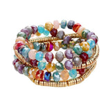 5PCS Faceted Heishi Beaded Multi Layered Stretch Bracelets - Madeline Love - Flyclothing LLC