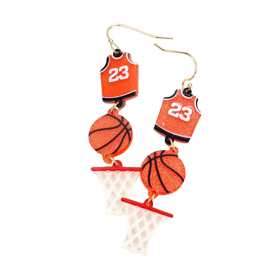 Acetate Basketball Uniform Ball Net Drop Down Earrings - Madeline Love - Flyclothing LLC