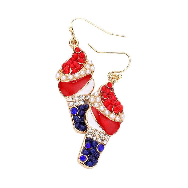 American USA Flag Ice Cream Dangle Earrings - Madeline Love - Flyclothing LLC