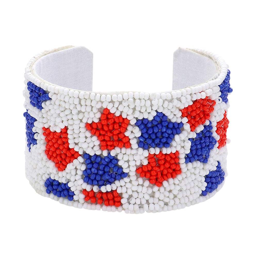 American USA Star Seed Beaded Cuff Bracelet - Madeline Love - Flyclothing LLC