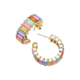 Baguette Stone Cluster Hoop Evening Earrings - Madeline Love - Flyclothing LLC