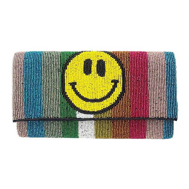 Beaded Smile Clutch Crossbody Bag - Madeline Love - Flyclothing LLC