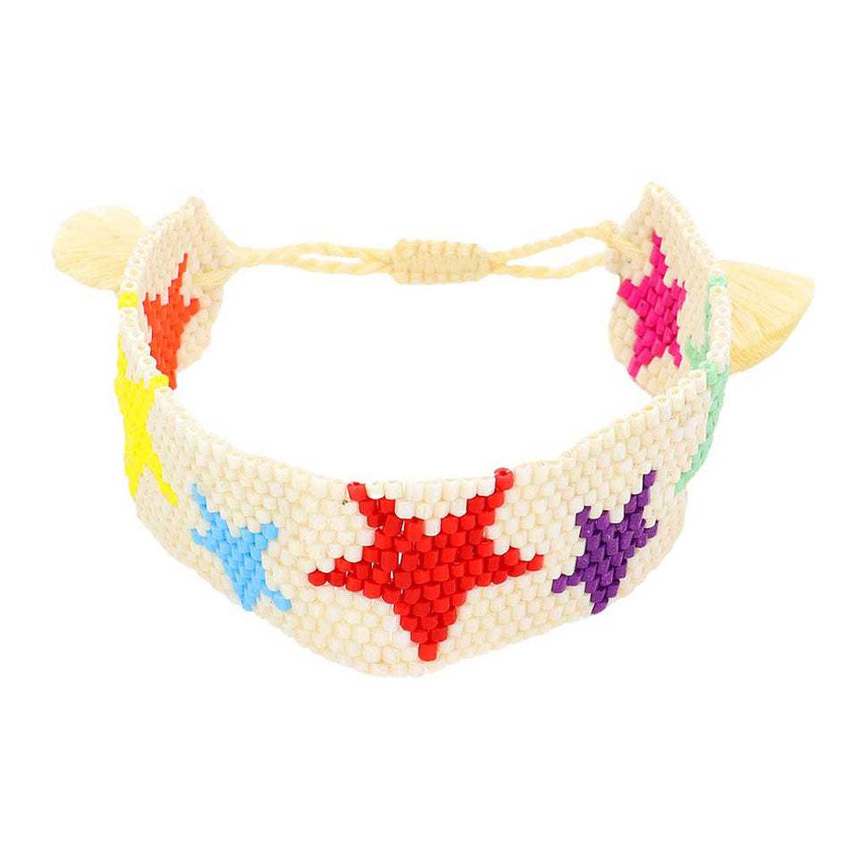 Beaded Star Tassel Cinch Bracelet - Madeline Love - Flyclothing LLC