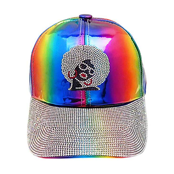 Bling Afro Girl Accented Rainbow Baseball Cap - Madeline Love - Flyclothing LLC