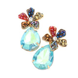 Beaded Flower Teardrop Stone Link Dangle Earrings - Madeline Love - Flyclothing LLC
