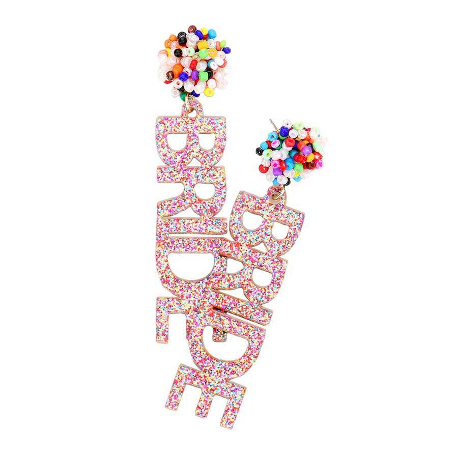 Bride Glittered Message Dangle Earrings - Madeline Love - Flyclothing LLC