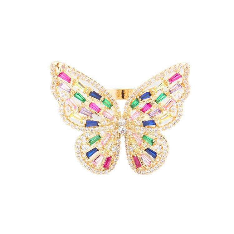 CZ Glass Stone Embellished Butterfly Ring - Madeline Love - Flyclothing LLC