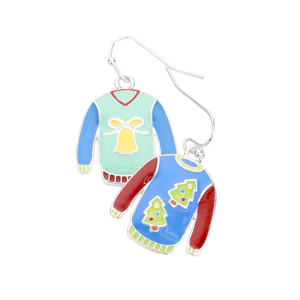 Enamel Christmas Sweater Dangle Earrings - Madeline Love - Flyclothing LLC