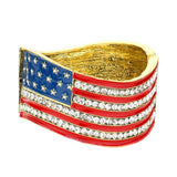 Crystal Rhinestone American Flag Hinged Bracelet - Madeline Love - Flyclothing LLC