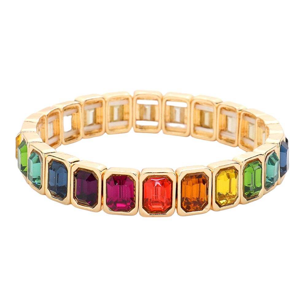 Emerald Cut Stone Stretch Evening Bracelet - Madeline Love - Flyclothing LLC