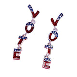Enamel Glittered VOTE Message Link Dropdown Earrings - Madeline Love - Flyclothing LLC