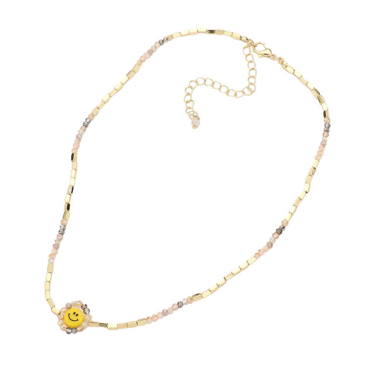 Faceted Bead Trimmed Smile Accented Necklace - Madeline Love - Flyclothing LLC