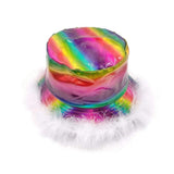 Faux Fur Trimmed Hologram Bucket Hat - Madeline Love - Flyclothing LLC