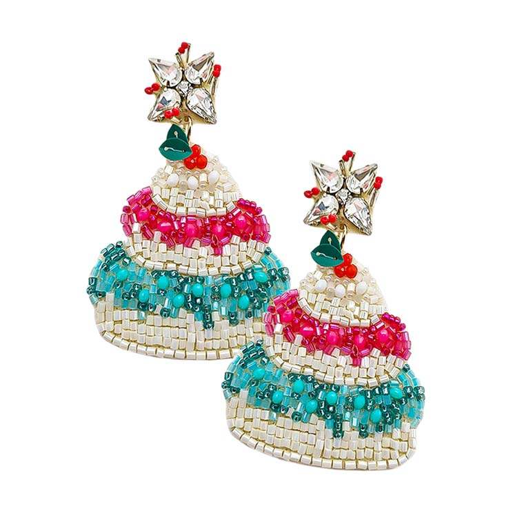 Felt Back Beaded Cake Dangle Earrings - Madeline Love - Flyclothing LLC