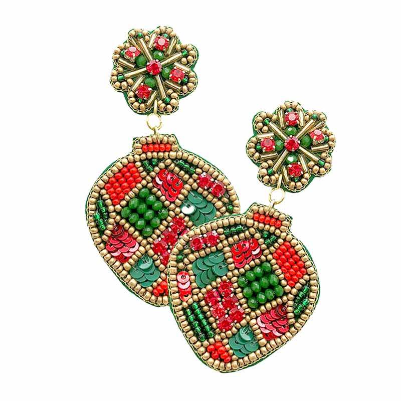 Felt Back Beaded Dangle Earrings - Madeline Love - Flyclothing LLC