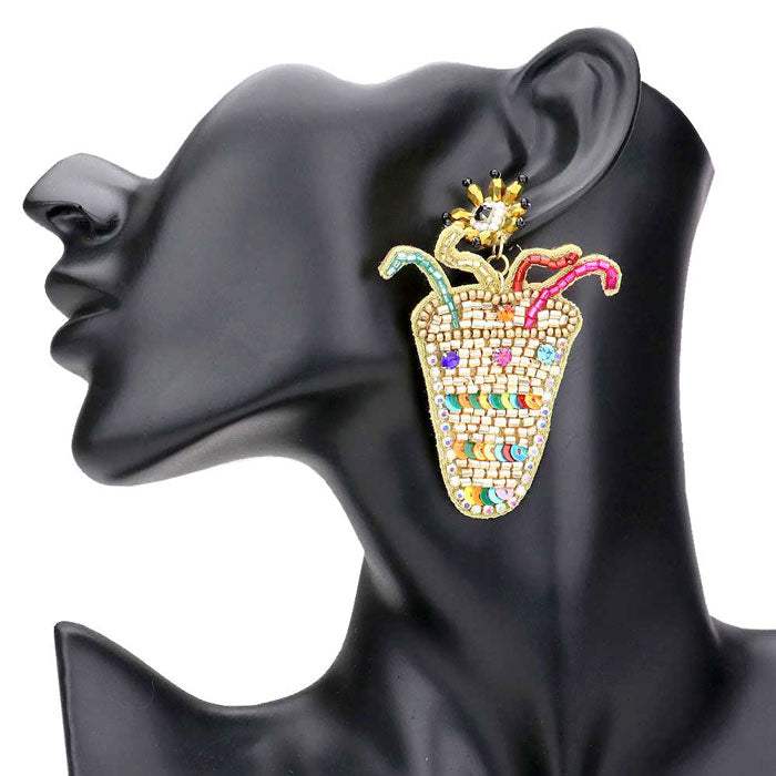 Felt Back Beaded Firecracker Link Dangle Earrings - Madeline Love - Flyclothing LLC