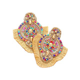 Felt Back Boho Tassel Trimmed Multi Beaded Earrings - Madeline Love - Flyclothing LLC