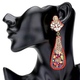 Felt Back Multi Beaded Champagne Dangle Earrings - Madeline Love - Flyclothing LLC