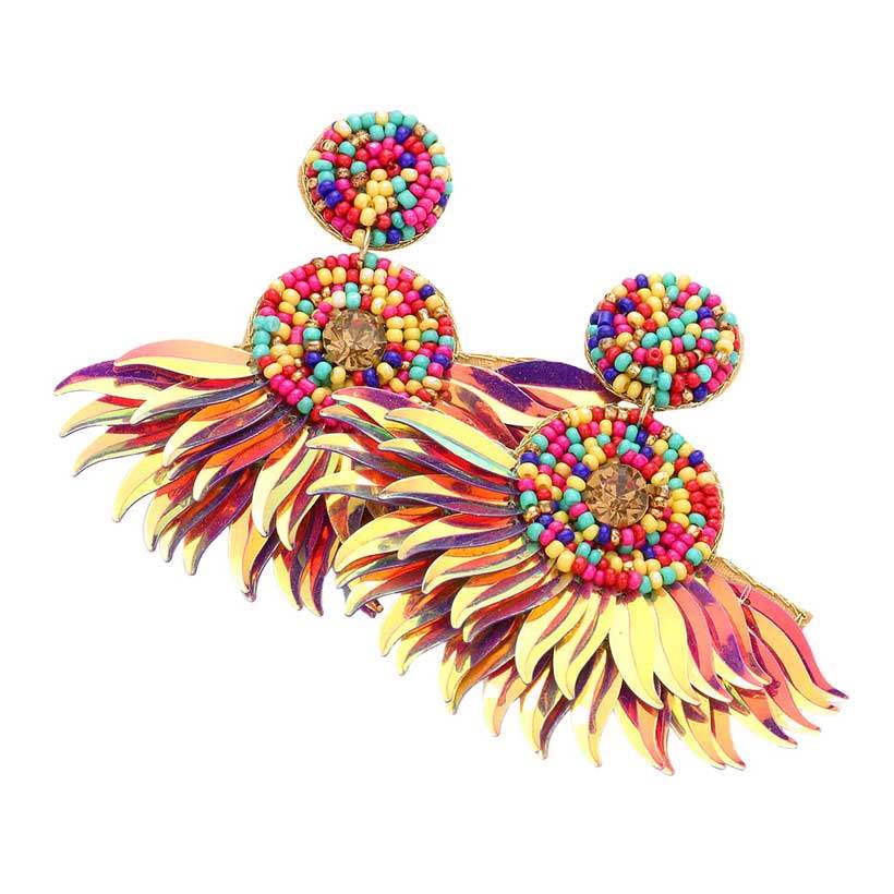 Felt Back Seed Beaded Boho Fringe Dangle Earrings - Madeline Love - Flyclothing LLC