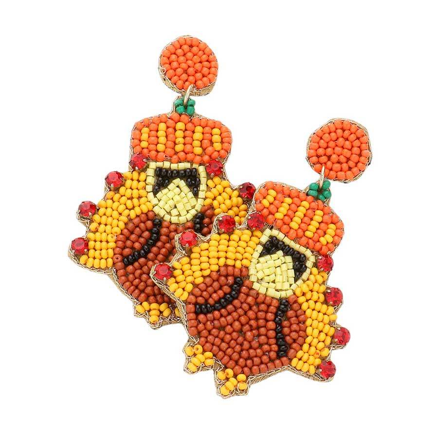 Felt Back Seed Beaded Turkey Dangle Earrings - Madeline Love - Flyclothing LLC