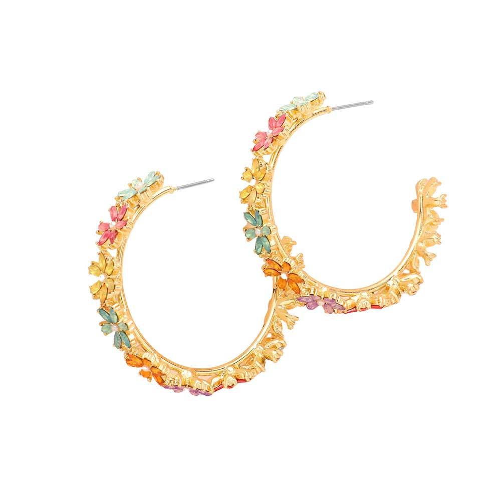 Flower Cluster Hoop Earrings - Madeline Love - Flyclothing LLC