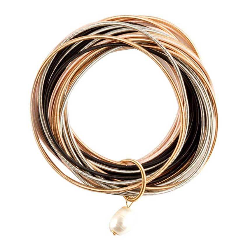 Freshwater Pearl Charm Guitar String Stackable Bracelet - Madeline Love - Flyclothing LLC