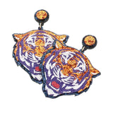 Game Day Glittered Tiger Dangle Earrings - Madeline Love - Flyclothing LLC